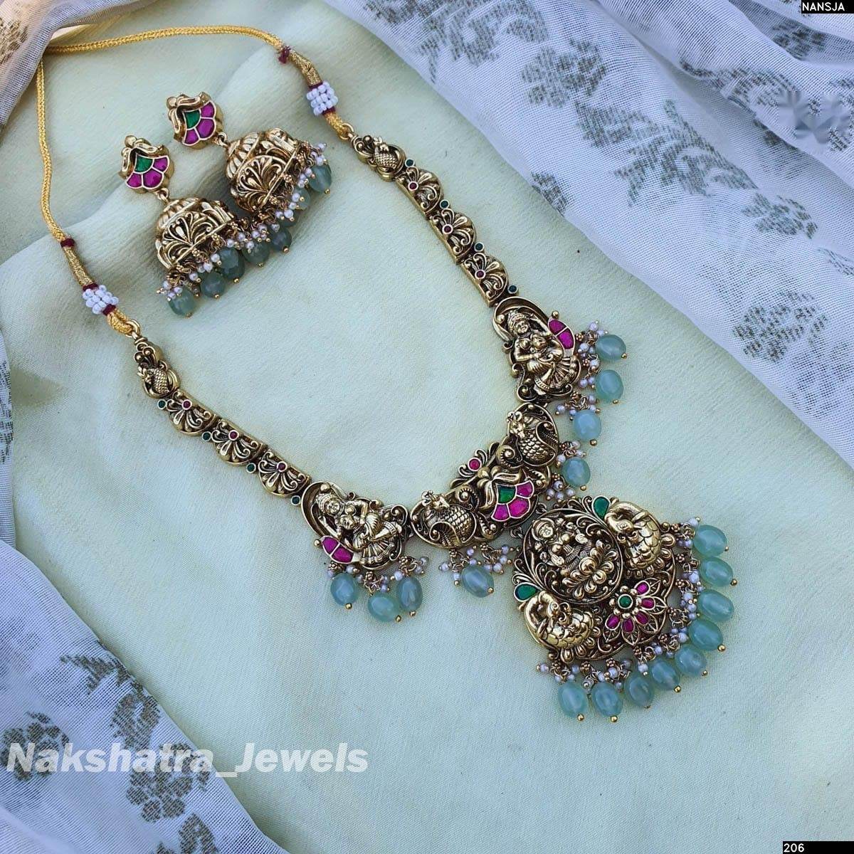 Nakshi Work with Jadau Kundan Stones Bridal Necklace