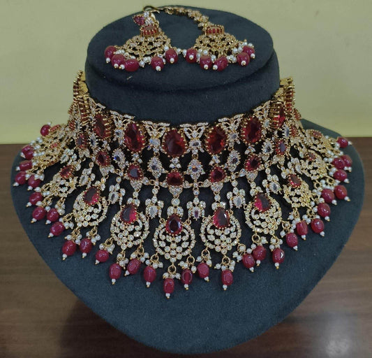 Victorian Polish with AD Stones Bridal Choker - Nakshatra Jewels