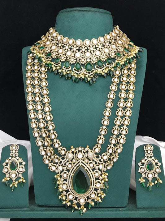 Moissanite Stones Bridal Combo Set - Nakshatra Jewels