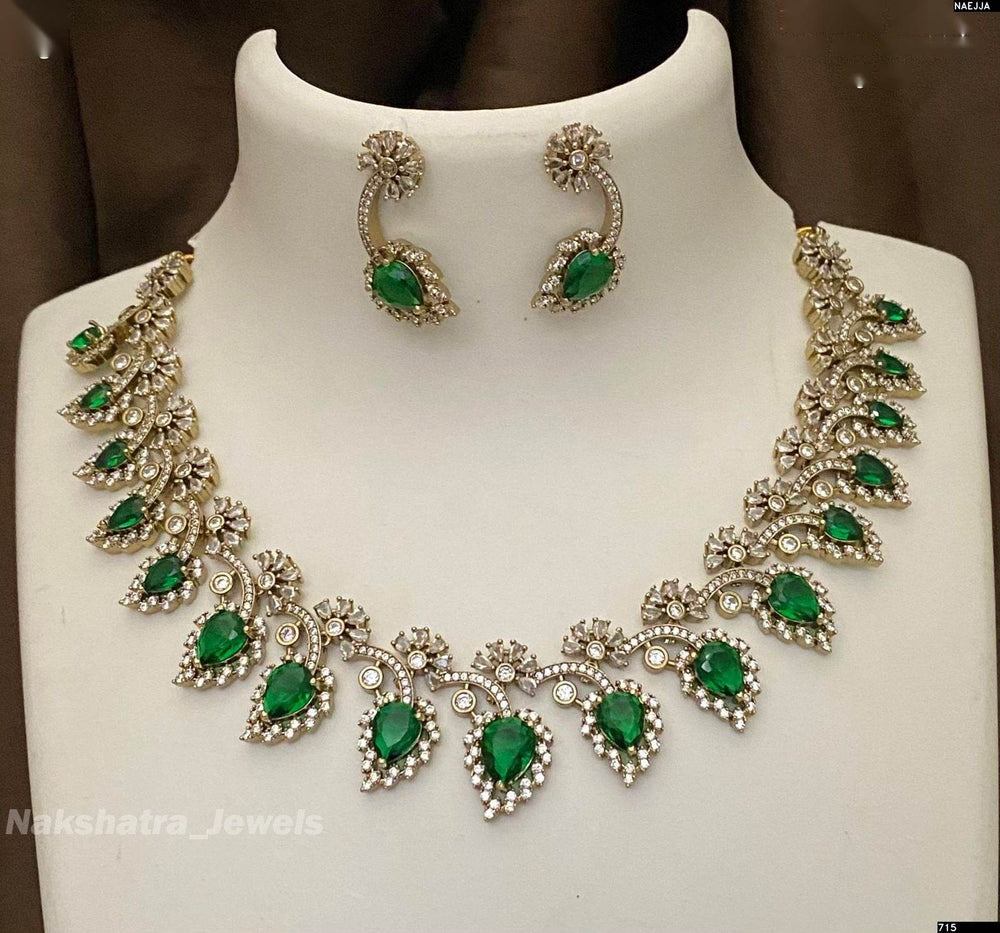 Victorian Polish AD Stones Necklace - Nakshatra Jewels