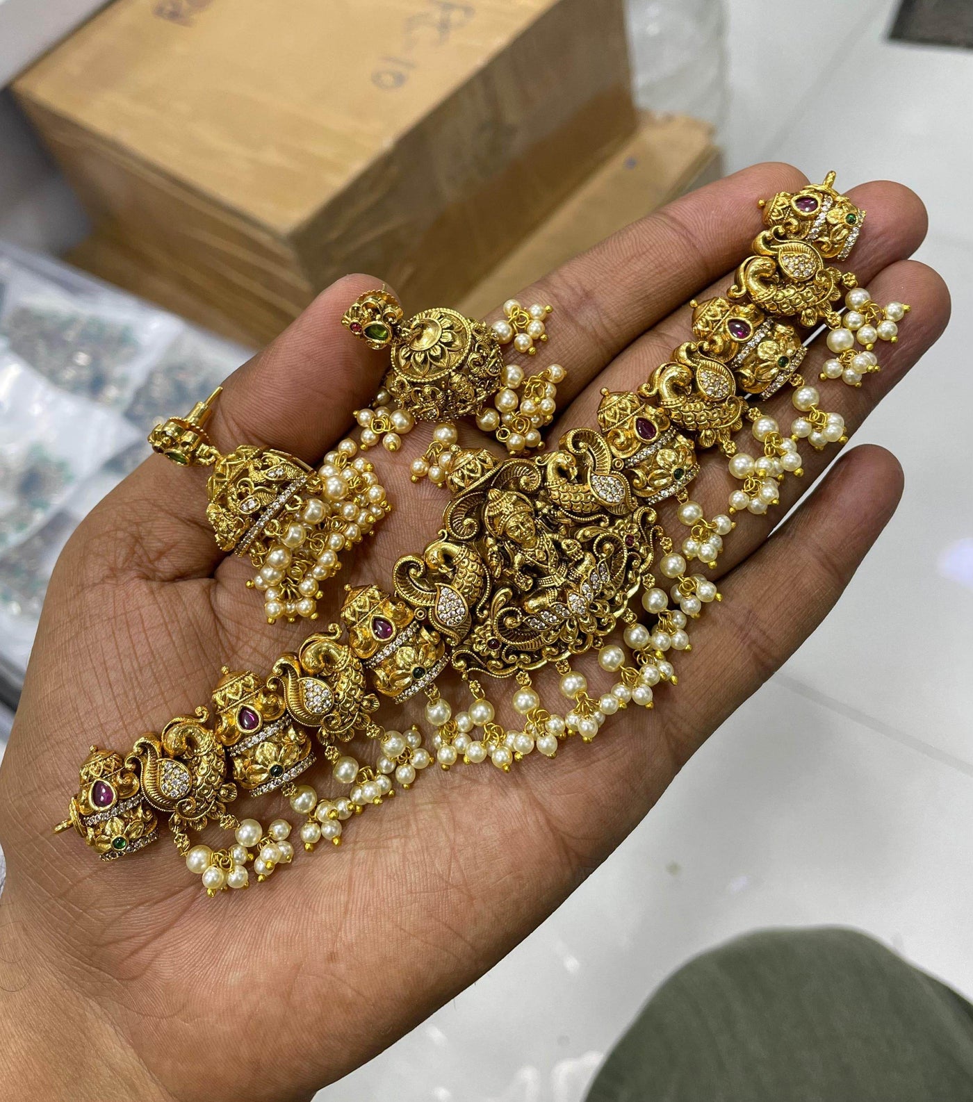Nakshi work with AD Stones Choker