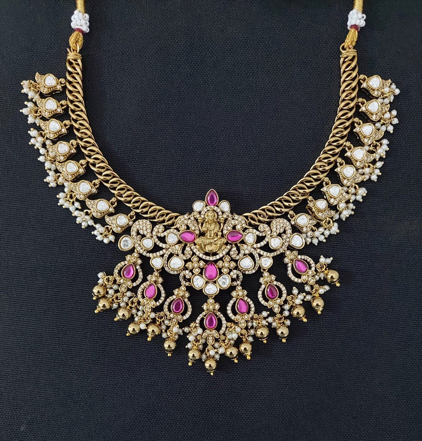 Victorian Polish with AD and Mossianite Stone Necklace