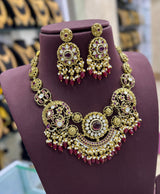 Nakshi Work with AD and Mossianite Stones Bridal Necklace