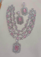 AD Stones Bridal Layer Haram (Silver Polish) - Nakshatra Jewels