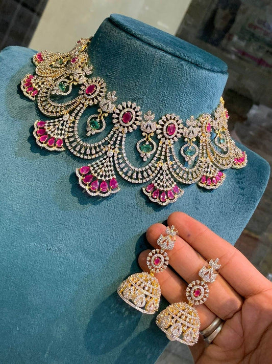 American Diamond Stones Bridal Choker - Nakshatra Jewels