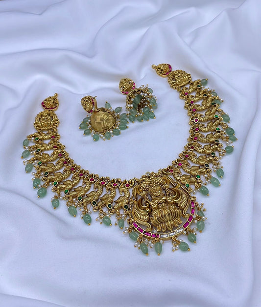 Nakshi work with Kundan Stones Bridal Necklace