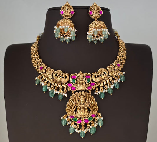 Nakshi Work with Kundan Stones Bridal Necklace