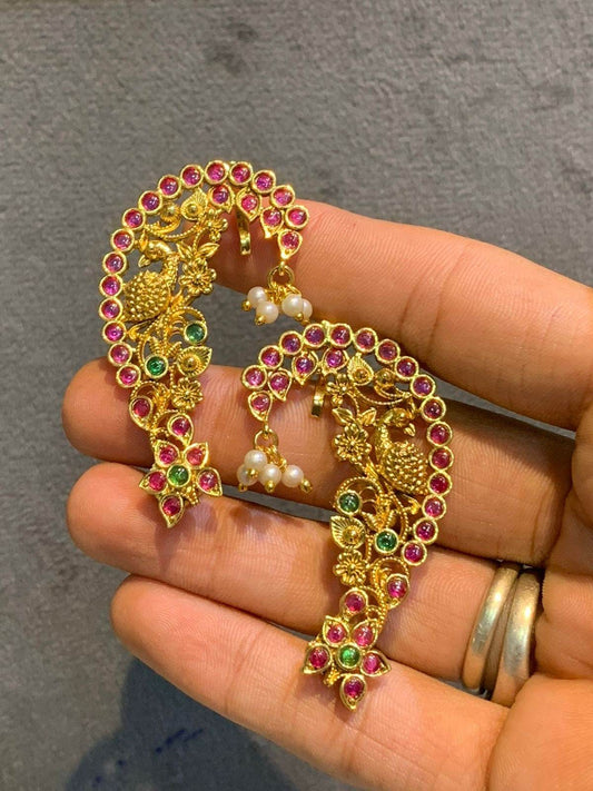 Kempu Stones Bridal Earcuffs - Nakshatra Jewels