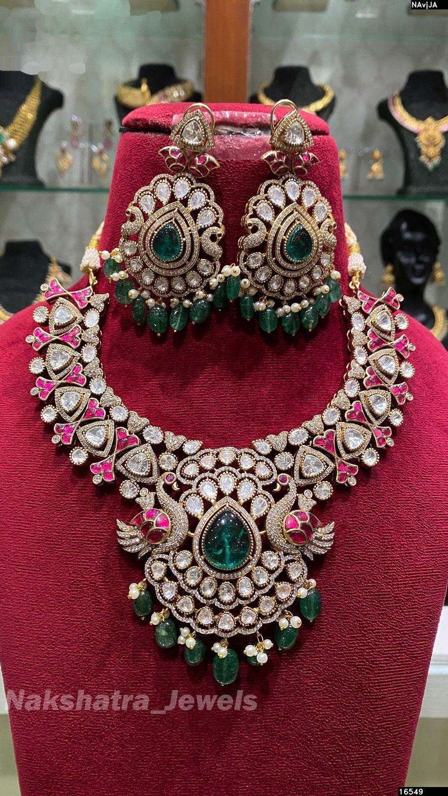 Victorian Polish with Mossianite & Jaadu Kundan Stones Bridal Necklace