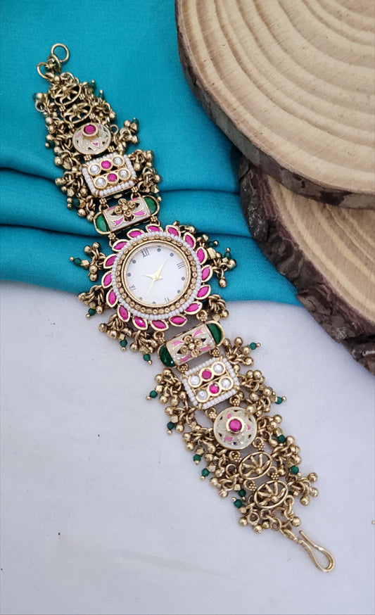 Premium Imitation Jewelry with Kundan Stone Antique Watche