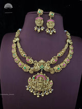 Nagasi Work with Jadau Kundan Stones Necklace - Nakshatra Jewels