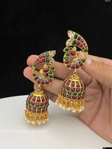 Premium Matt Finish with Kempu Stones Earrings - Nakshatra Jewels