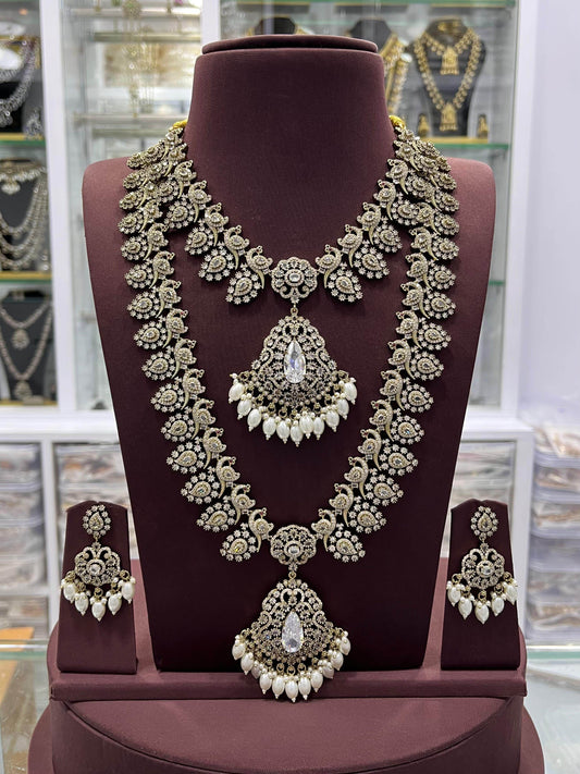 Victorian Polish with AD Stones Combo Set - Nakshatra Jewels