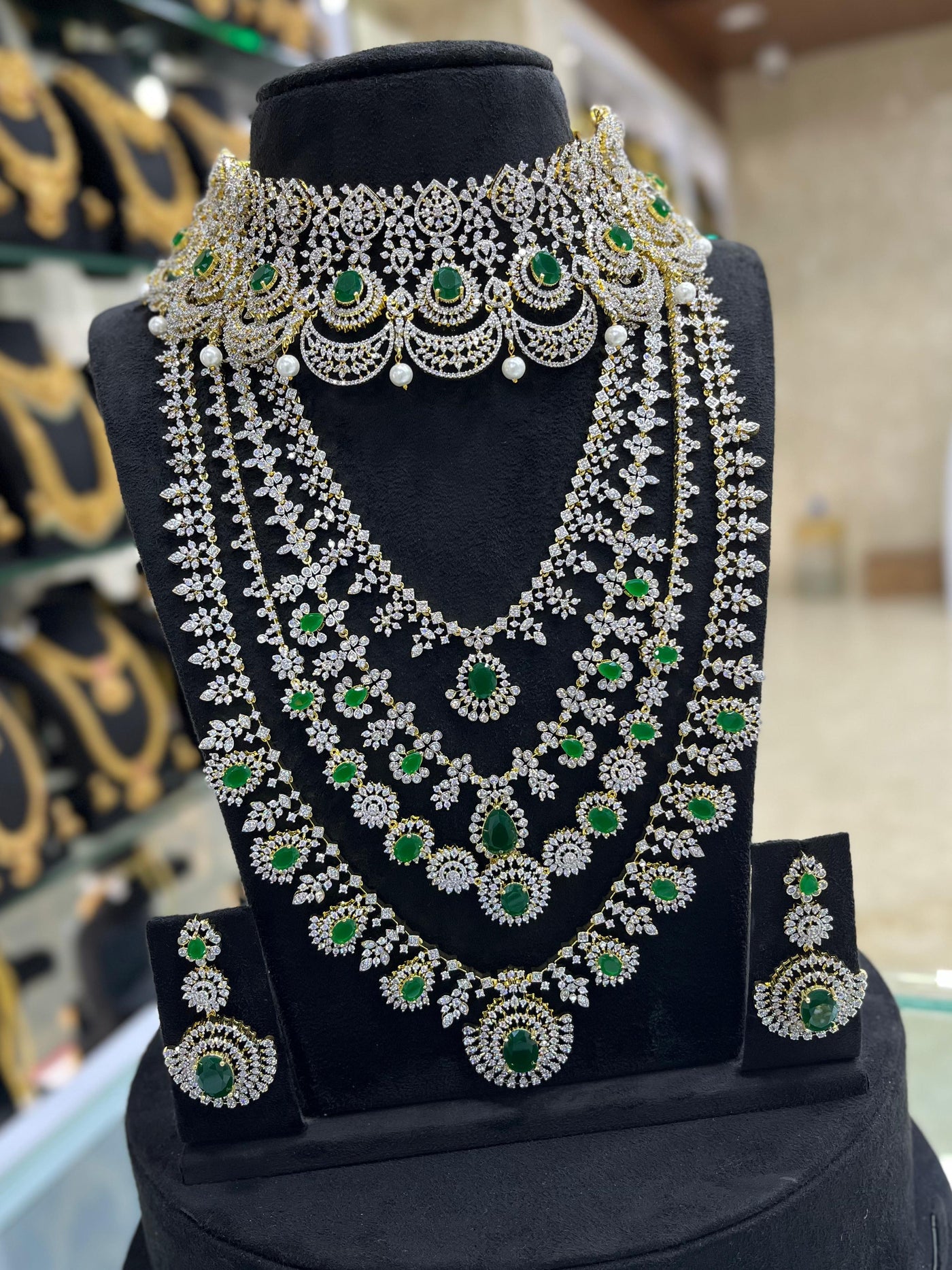 American Diamond Stones Bridal Combo Set
