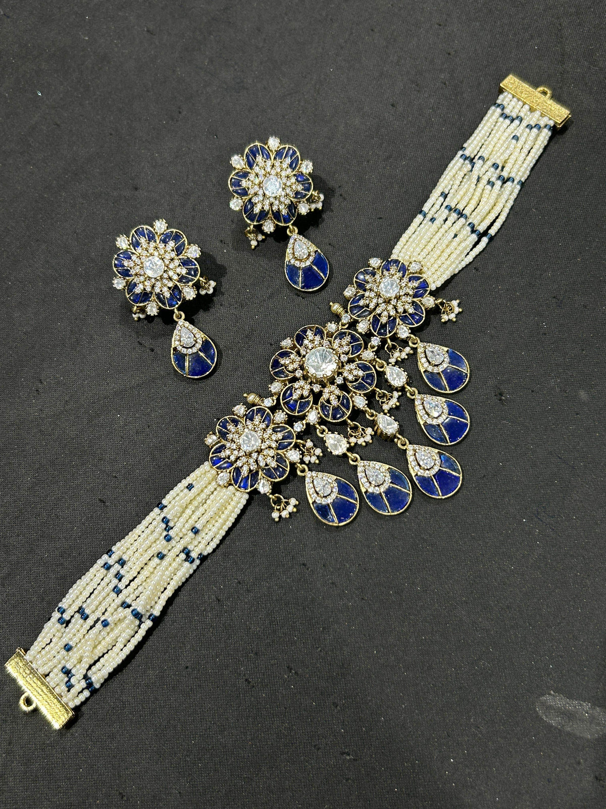 Moissanite Kempu Stones  Bridal Choker