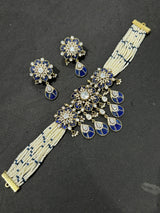 Moissanite Kempu Stones Bridal Choker - Nakshatra Jewels