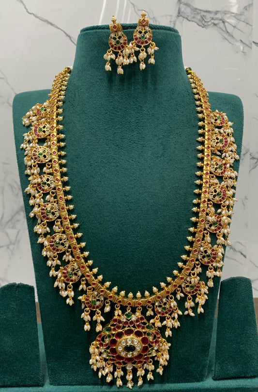 Kundan Stones With Guttapusal Bridal Haram - Nakshatra Jewels