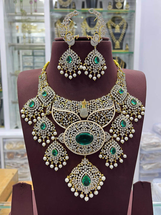 American Diamond Stones Bridal Haram - Nakshatra Jewels