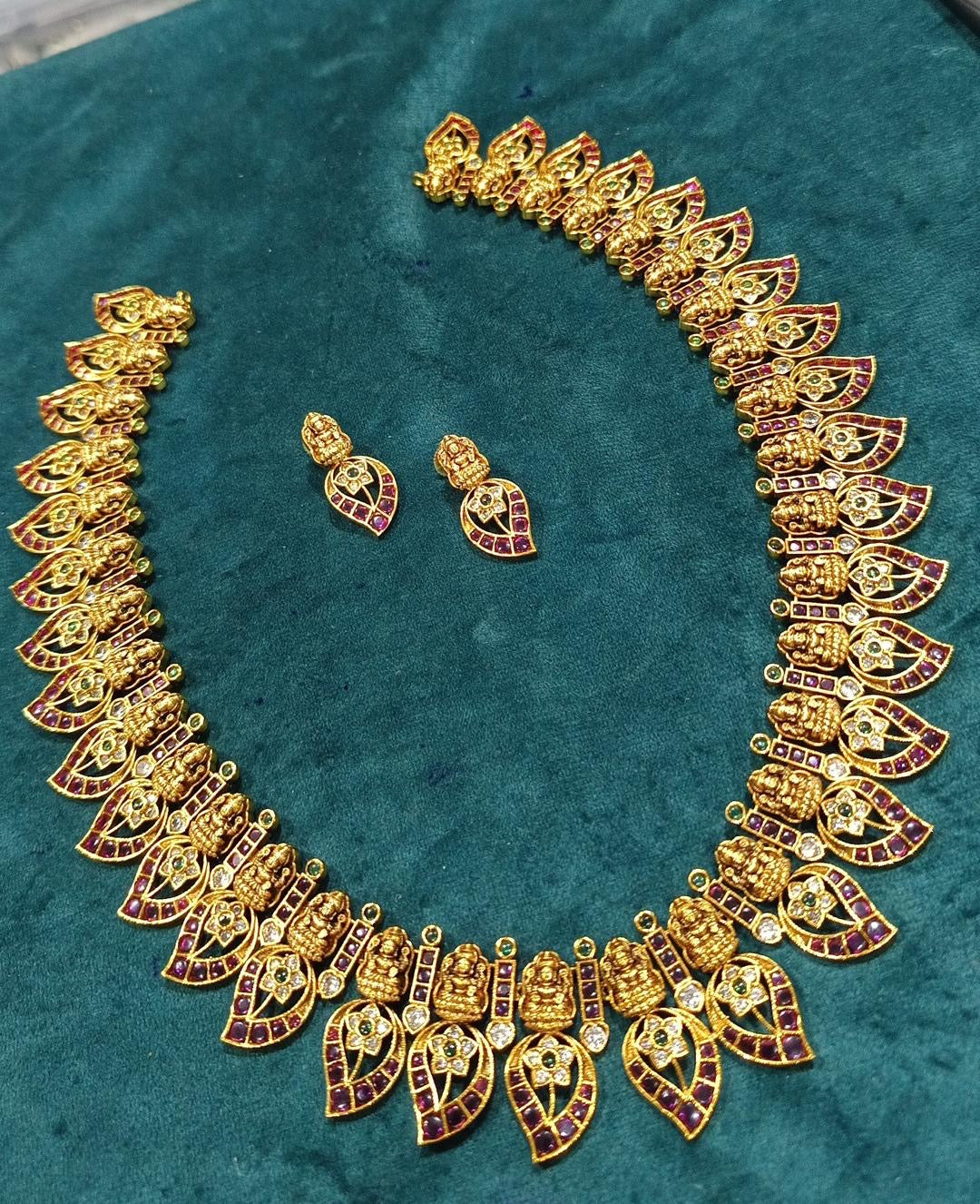 Nakshi Work with Kempu Stones Bridal Haram