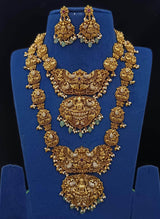 Nagasi Work with AD Stones Bridal Set (Gold Replica) - Nakshatra Jewels