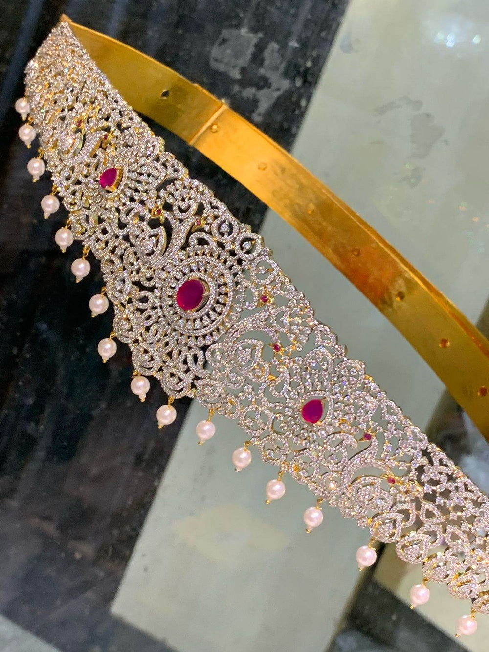 American Diamond Stones Bridal Hip Belt - Nakshatra Jewels