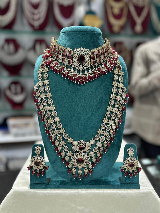 Victorian Polish with Moissanite Stones Bridal Combo - Nakshatra Jewels