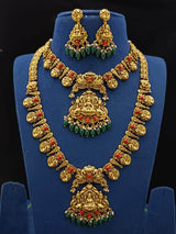 Nakshi Work with Coral Beads Bridal combo set - Nakshatra Jewels