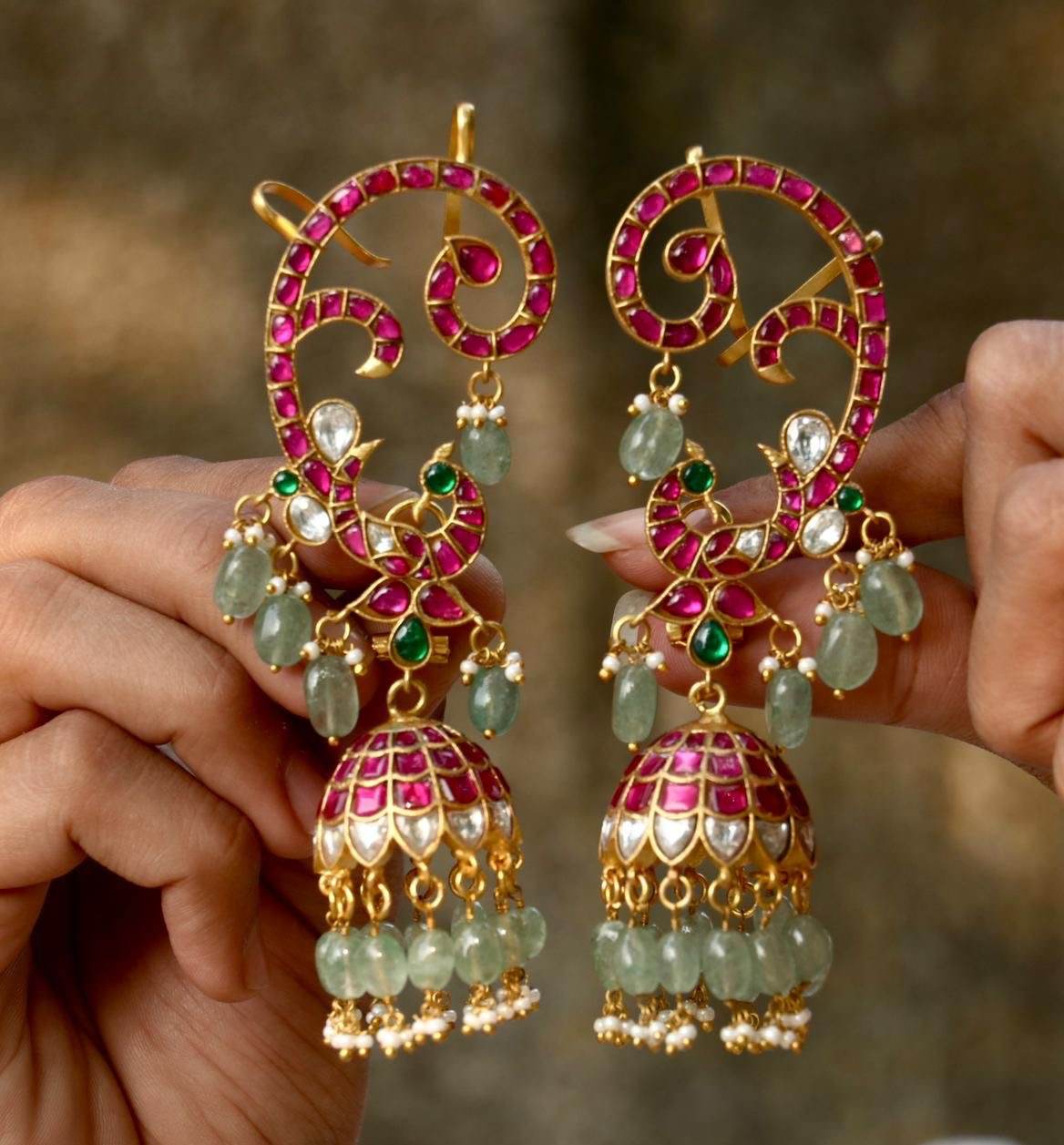 Jaadu Kundan Stones Bridal Earrings