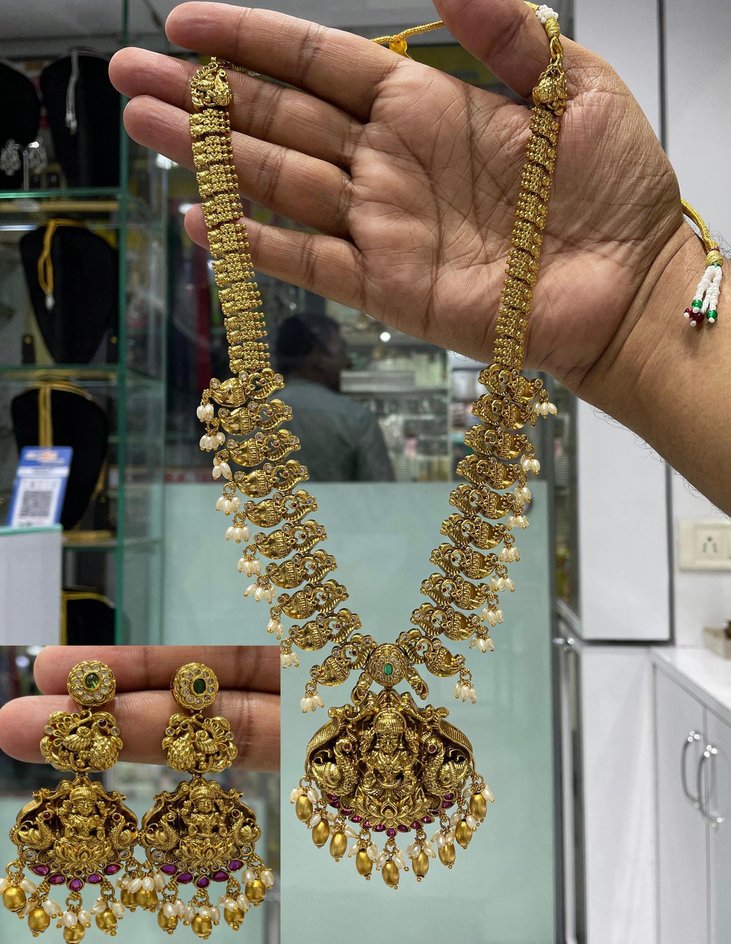 Nakshi Work with AD Stones Bridal Necklace