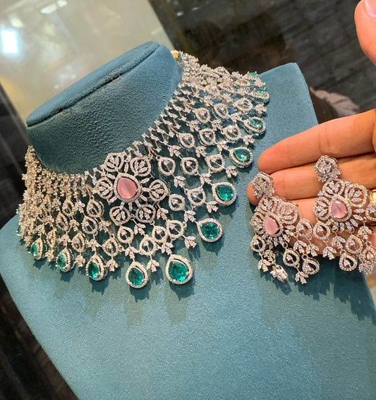 Moissanite & AD Stones Bridal Choker - Nakshatra Jewels