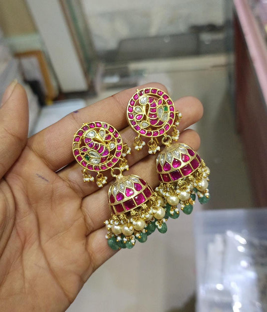 Jaadu Kundan Stones Bridal Earrings