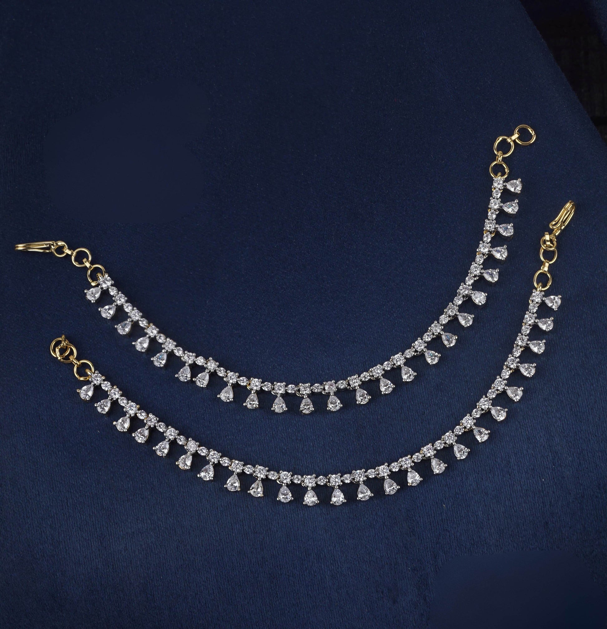 AD Stones Ear Chains - Nakshatra Jewels