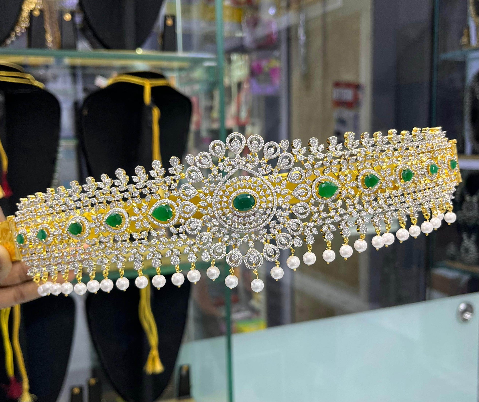 American Diamond Stones Bridal Hip Belt - Nakshatra Jewels