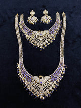Victorian Polish with AD Stones Bridal Combo Set - Nakshatra Jewels