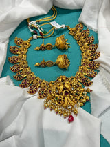 Nakshi Work with Kempu Stones Bridal Necklace