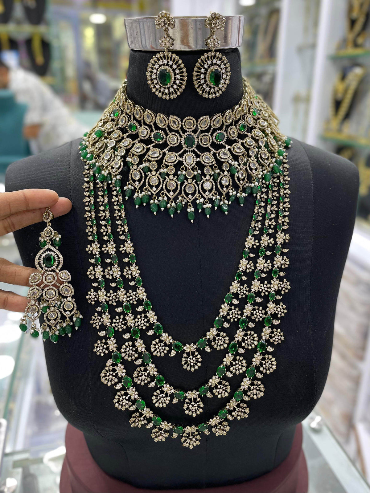 Victorian Polish with Moissanite Stones Bridal Combo set