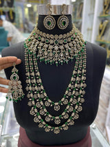 Victorian Polish with Moissanite Stones Bridal Combo set - Nakshatra Jewels