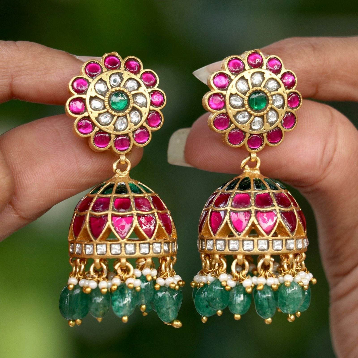 Jaadu Kundan Stones Bridal Earrings