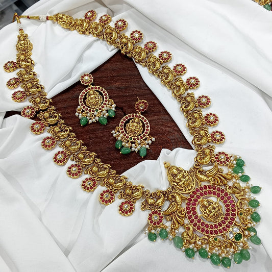 Nagasi work with Kempu Stones Bridal Haram