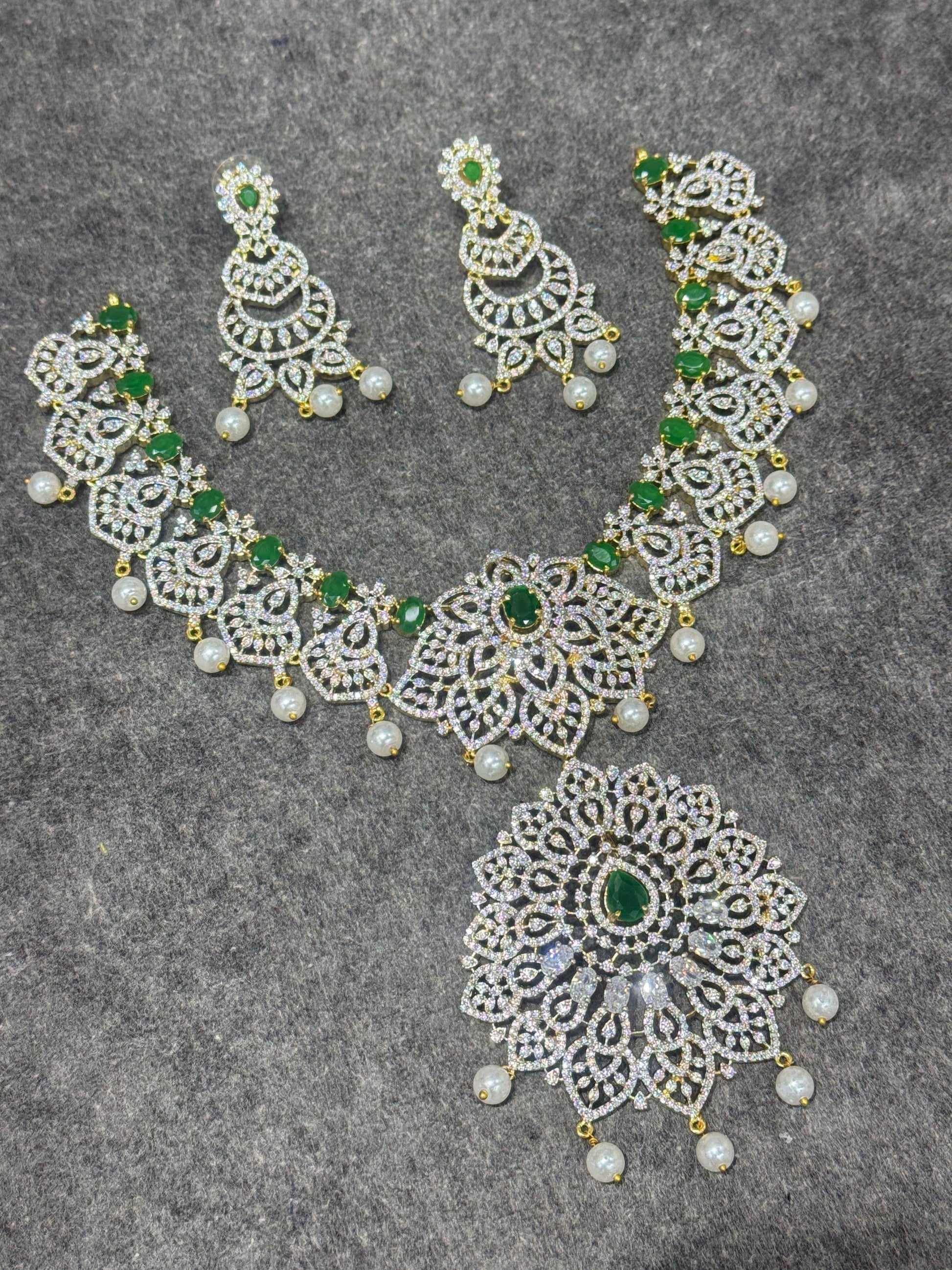American Diamond Stones Bridal Neck set - Nakshatra Jewels