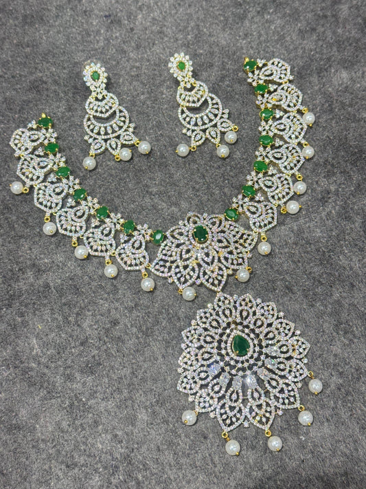 American Diamond Stones Bridal Neck set - Nakshatra Jewels