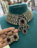 Victorian Polish with AD & Mossianite Stones Bridal Choker