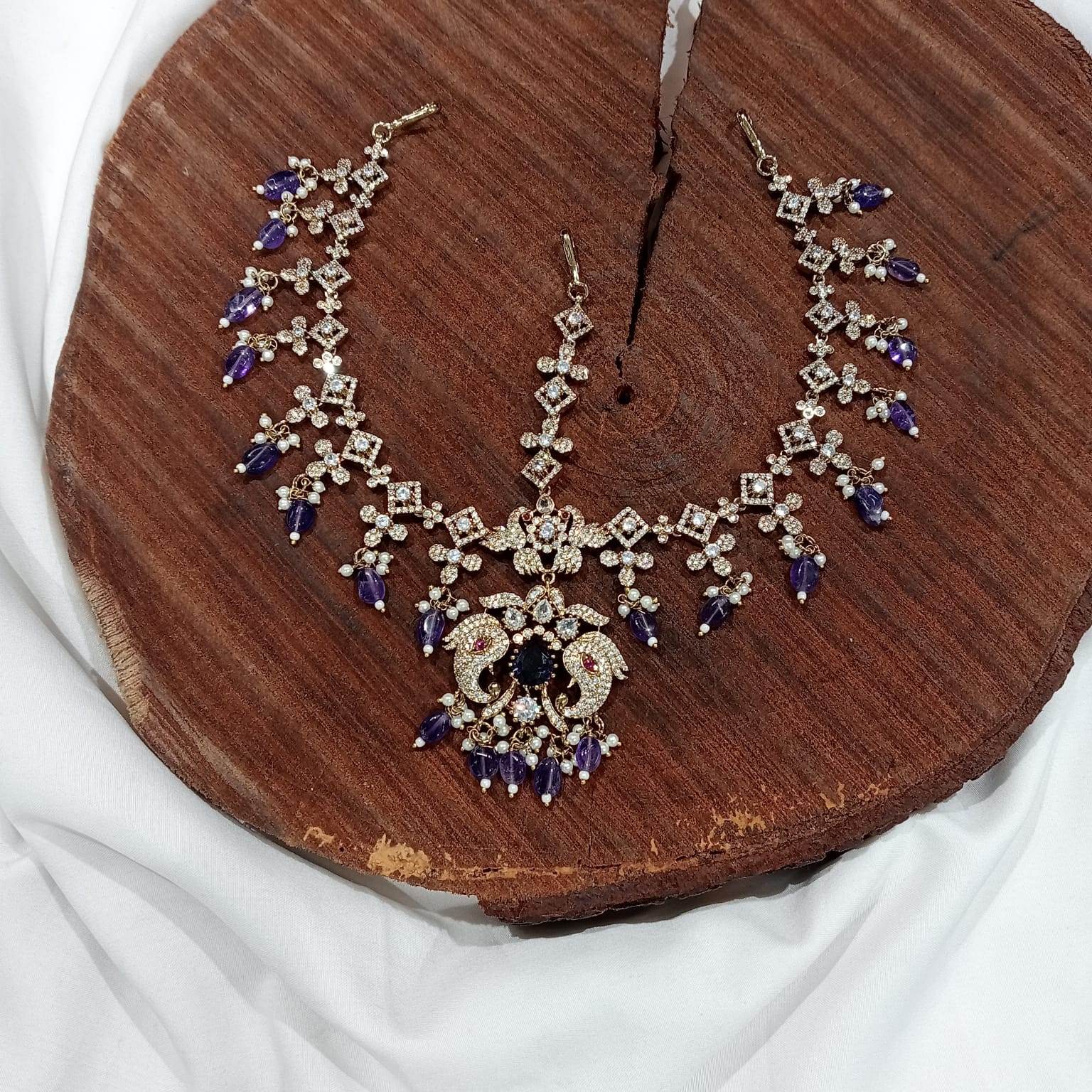Victorian Polish AD Stones Headset - Nakshatra Jewels