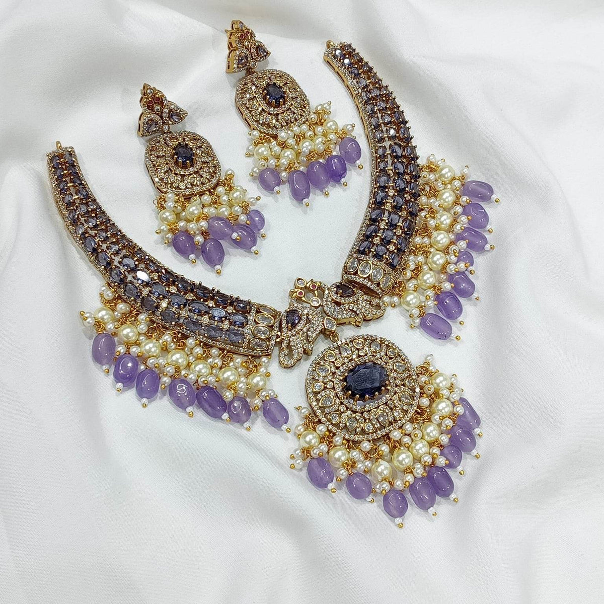 Victorian Polish with AD Stones Bridal Necklace
