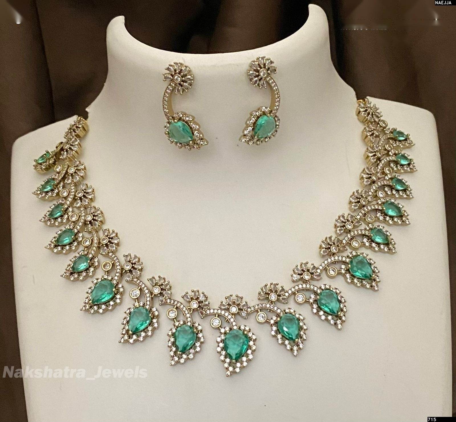 Victorian Polish AD Stones Necklace - Nakshatra Jewels