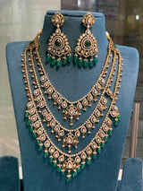 Victorian Polish with Moissanite Stones Layer Haram set - Nakshatra Jewels