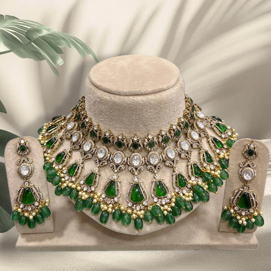 Victorian Polish with AD Stones Bridal Choker - Nakshatra Jewels