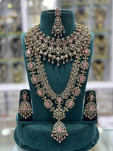 Victorian Polish with Moissanite Stones Bridal Combo set - Nakshatra Jewels