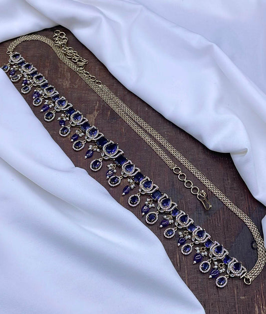 Victorian Polish AD Stones Hip Chain - Nakshatra Jewels