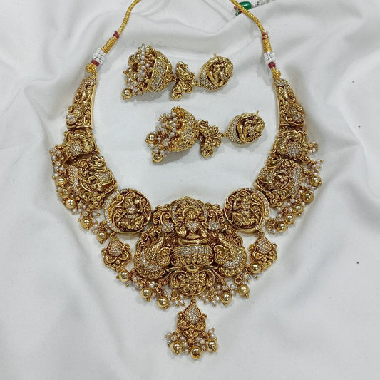 Nakshi work with Kempu & AD Stones Necklace